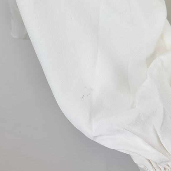 Madewell Shirred Long Sleeve Top Blouse Silk Lightweight Winter White Medium NWT - Picture 16 of 16